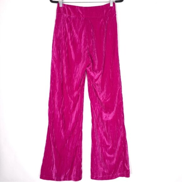 NASTY GAL Women's Crushed Velvet High Waisted Wide Leg Flare Pants Pink Size‎ 4 - Picture 5 of 16